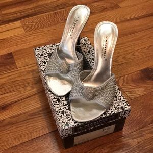 A. Marinelli Silver Sparkle Sandals Size 7.5 NIB